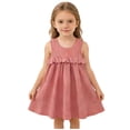 thumbnail image 1 of Scyoekwg Toddler Girls Dresses Kids Ruched Tank Dress Sleeveless Cute Crew Neck Solid Color Comfy Dresses, Pink, 6-7 Years, 1 of 7