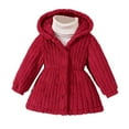 thumbnail image 1 of Scyoekwg Toddler Girls Jacket Winter Warm Coats Solid Color Hooded Long Sleeve Jackets (Red,4-5 Years), 1 of 7