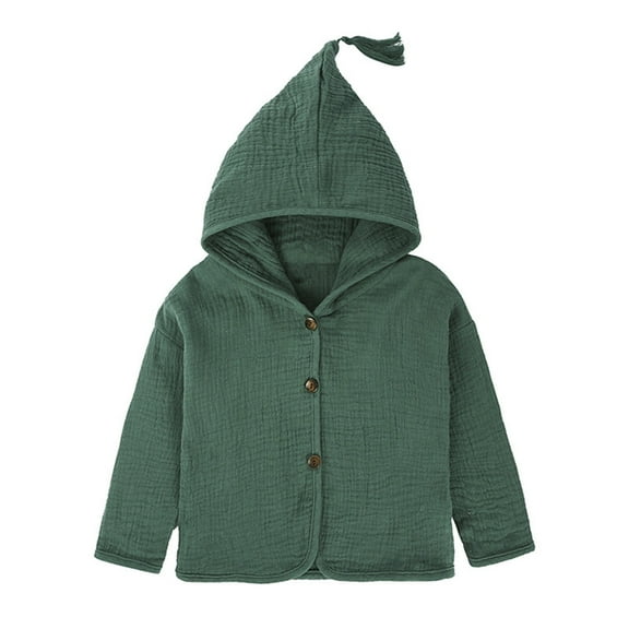Scyoekwg Toddler Infant Baby Girls Boys Clothes Long Sleeve Button Hooded Spring Fall Jacket Casual Solid Color Coat (Green,9-12 Months)