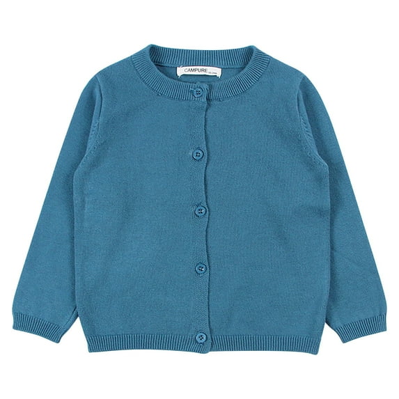 Scyoekwg Toddler Infant Baby Girls Boys Knit Sweater Coats Solid Color Small Cardigan Long Sleeve Sweater Blue 12-18 Months