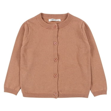 Scyoekwg Toddler Infant Baby Girls Boys Knit Sweater Coats Solid Color Small Cardigan Long Sleeve Sweater Clearance Coffee 3 Years