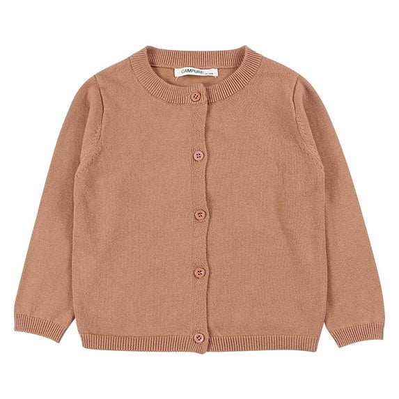 Scyoekwg Toddler Infant Baby Girls Boys Knit Sweater Coats Solid Color Small Cardigan Long Sleeve Sweater Coffee 3 Years