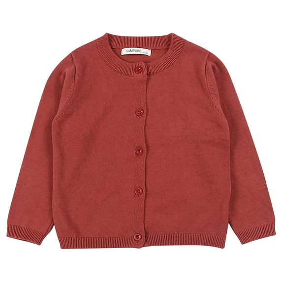 Scyoekwg Toddler Infant Baby Girls Boys Knit Sweater Coats Solid Color Small Cardigan Long Sleeve Sweater Red 3 Years