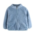 thumbnail image 1 of Scyoekwg Toddler Infants Baby Boy Girl Winter Coats Long Sleeve Fashion Cute Solid Color Plush Warm Jacket Pocket Zipper Jacket Coat Clearance Blue 12-18 Months, 1 of 3