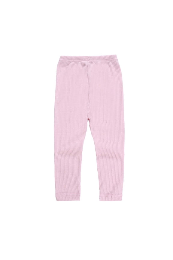 Toddler Infants Baby Girls Cotton High Waist Stretch Knit Long Pants Solid Color Plus Warm Casual Leggings Pants Pink 5 Years