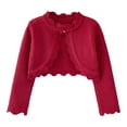 thumbnail image 1 of Scyoekwg Toddler Infants Girls Jacket Cute Solid Color Lightweight Thin Long Sleeve Button Cardigan Short Coats (Wine,8-9 Years), 1 of 8