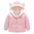 thumbnail image 1 of Scyoekwg Toddler Infants Girls Jacket Winter Warm Fleece Jackets Zipper Long Sleeve Hooded Jacket Solid Color Soft Comfy Outwear (Pink,3-4 Years), 1 of 8