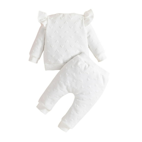 Scyoekwg Toddler Kid Girl Clothes Solid Color Round Neck Long Sleeve Pullover Sweatshirt + Long Pant 2PC Girls Fall Winter Pant Set (White,3 Years)