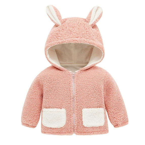 Scyoekwg Toddler Newborn Baby Girls Boys Fleece Jackets Winter Warm Coat Zipper Long Sleeve Hooded Jacket Outwear (Pink,12-24 Months)