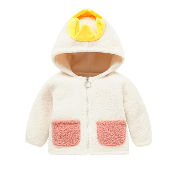 Scyoekwg Toddler Newborn Baby Girls Boys Fleece Jackets Winter Warm Coat Zipper Long Sleeve Hooded Jacket Outwear (White,2-3 Years)