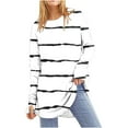 thumbnail image 1 of Scyoekwg Tops for Women Plus Size Oversized Round Neck Raglan Sleeve Long Tunic Shirts Lightweight Loose Tshirt Long Sleeve Stripe Print Dressy Casual Blouses (White,XL), 1 of 1