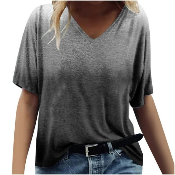 Scyoekwg Womens Short Sleeve Tops Ladies Blouses Dressy Casual Trendy Womens Going Out Outfits Short Sleeve Tops Womens Summer Fashion Comfy Clothes Loose