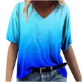 thumbnail image 1 of Scyoekwg Tops for Women Short Sleeve Tunic Tops to Wear with Leggings V Neck Tunic Shirts Loose Fit Blouses Comfy Gradient Marble Graphic Fashion Womens Blouses #B04=Blue XL, 1 of 4