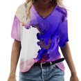 thumbnail image 1 of Scyoekwg Tops for Women Short Sleeve Tunic Tops to Wear with Leggings V Neck Tunic Shirts Loose Fit Blouses Comfy Graphic Tees Pattern Print Fall Fashion Womens Blouses #B04=White 4 (S), 1 of 4