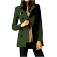 thumbnail image 1 of Scyoekwg Trench Coats Women Lapel Collar Double Breasted Trench Coats Fall Jacket Long Sleeve Wool Jackets Outerwear (Army Green,L), 1 of 5