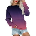thumbnail image 1 of Scyoekwg Trendy Crewneck Sweatshirts Women Loose Ladies Sweatshirt with Pocket Long Sleeve Pullover Casual Gradient Color Fall Sweatshirt Pullover(Purple,XL), 1 of 5