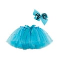 thumbnail image 1 of Scyoekwg Tutus for Girls Toddler Girls Cute Party Dance Costume Splice Rainbow Net Yarn Sequins Tulle Skirt Bow Hairpin Suit Blue 2-4 Years, 1 of 6