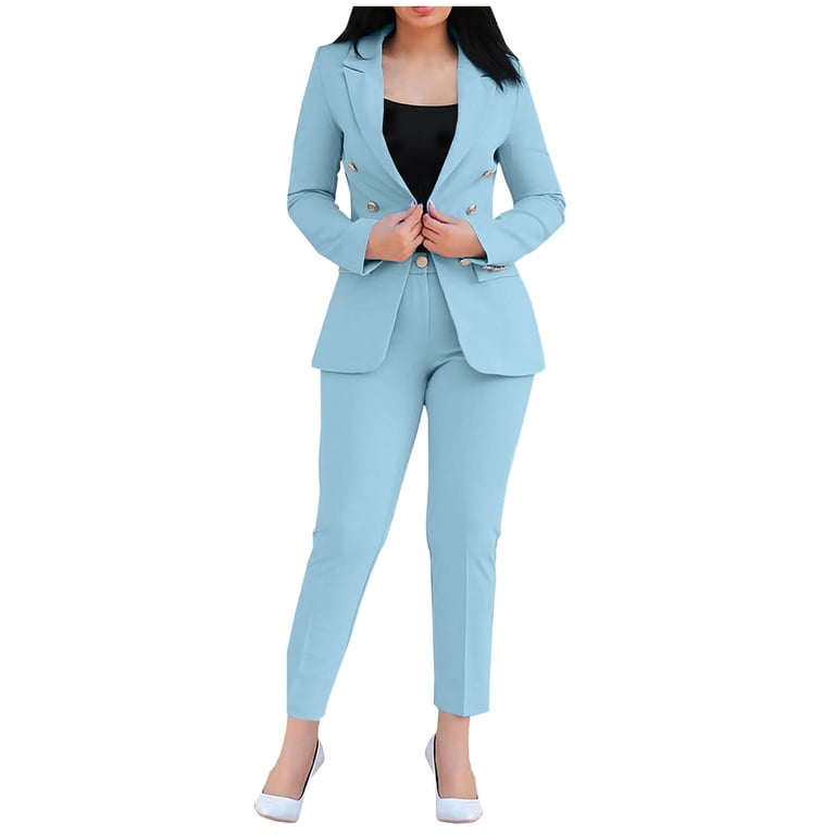 Scyoekwg Two Piece Blazer Outfits Women Business Office Work 2 Piece Sets Long Sleeve Coat Suit Pants 2 Casual Matching Outfits Two Piece Set Fashion