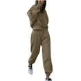 thumbnail image 1 of Scyoekwg Two Piece Outfits Women Sweatsuit Fall Outfits Long Sleeve Hooded Sweatshirt Jogger Sweatpant Matching Outfits Two Piece Set Fashion Casual Outfits Sets (Khaki,XL), 1 of 6