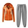 thumbnail image 1 of Scyoekwg Two Piece Outfits Women Sweatsuit Fall Outfits Zipper Hooded Drawstring Long Sleeve Coat Jogger Sweatpant Casual Matching Outfits Two Piece Set Fashion Tracksuit (Orange,XXL), 1 of 6