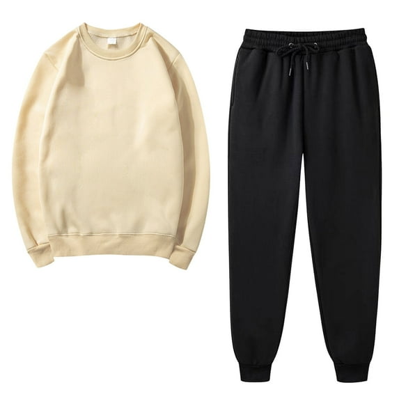 Scyoekwg Two Piece Sets for Women 2025 Fall Outfits Sweatsuit Long Sleeve Sweatshirt Jogger Sweatpant Fashion Casual Matching Outfits Sweatsuits (Khaki,XXXL)