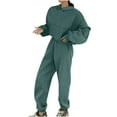 thumbnail image 1 of Scyoekwg Two Piece Sets for Women 2025 Fall Outfits Sweatsuit Long Sleeve Sweatshirt Jogger Sweatpant Fashion Matching Outfits Casual Two Piece Set Sweatsuits (Green,L), 1 of 6