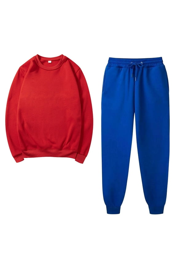 Two Piece Sets Women Clothing Sweatsuit Fall Outfits Long Sleeve Sweatshirt Jogger Sweatpant Casual Fashion Matching Outfits Two Piece Set Lounge Set (Red,XL)