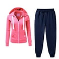 thumbnail image 1 of Scyoekwg Two Piece Sets Women Clothing Sweatsuit Fall Outfits Zipper Hooded Drawstring Long Sleeve Coat Jogger Sweatpant Casual Fashion Matching Outfits Sweatsuit Tracksuit (Pink,L), 1 of 6
