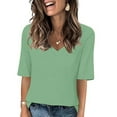 thumbnail image 1 of Scyoekwg V Neck T Shirts for Women Short Sleeve Shirts Solid Color Casual Comfy Tshirt Summer Loose Blouses (Z01_Mint Green,XXL), 1 of 6