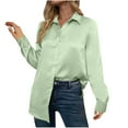 thumbnail image 1 of Scyoekwg Western Tops for Women Button Lapel Shirts Loose Solid Color Lightweight Tops for Women Trendy Tshirt Dressy Casual Blouse Long Sleeve Blouses (Army Green,XL), 1 of 6