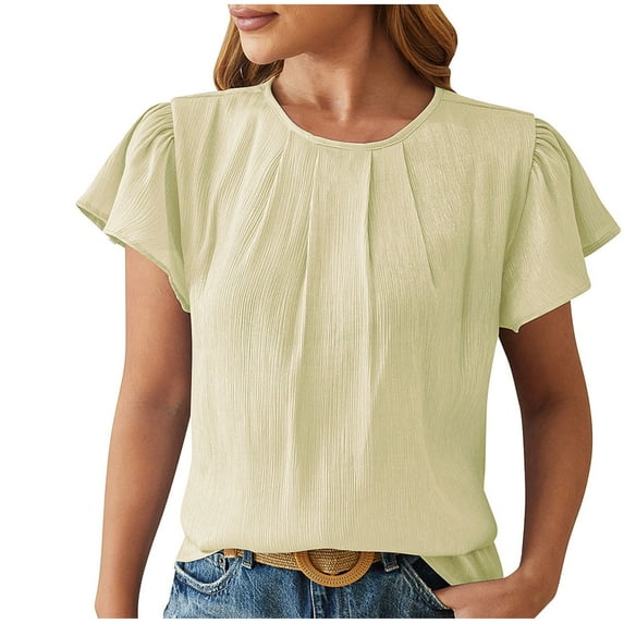 Scyoekwg Women Tops Trendy Loose Ladies Blouses Dressy Casual Trendy Going Out Tops Womens Summer Fashion Cute T Shirts Short Sleeve