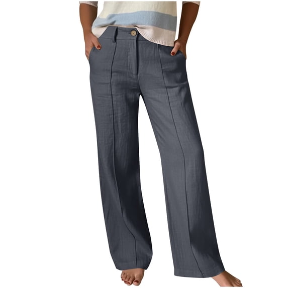 Scyoekwg Wide Leg Sweatpants Women Comfy Ladies Sweatpants Loose Solid Color Casual Button High Waist Straight Wide Leg Pants Trousers Dark Gray,XXL