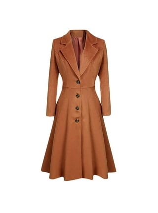 George Palomares Women's Water Resistant Trench Coat Dress (Brown, L)