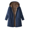thumbnail image 1 of Scyoekwg Winter Fleece Jacket for Women Cotton Fleece Zip Up Vintage Jacket Long Sleeve Hooded Coats with Pocket Solid Color Casual Warm Outwear Coat (Navy_Z01,XL), 1 of 6