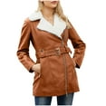 thumbnail image 1 of Scyoekwg Winter Jacket for Women Warm Zipper Pockets Jacket Slim Winter Parkas Faux Leather Jacket Long Sleeve Casual Solid Color Outerwear (Gold,L), 1 of 8