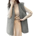 thumbnail image 1 of Scyoekwg Winter Jackets Women Clearance Thickened Plush Fleece Warm Wiastcoat Outwear Loose Sleeveless Winter Warm Jackets Casual Solid Color Outerwear (Gray,M), 1 of 7