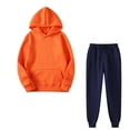 thumbnail image 1 of Scyoekwg Women 2 Piece Outfits Sweatsuit Hooded Long Sleeve Sweatshirt Jogger Sweatpant Fashion Casual Matching Outfits Lounge Set (Orange,M), 1 of 4