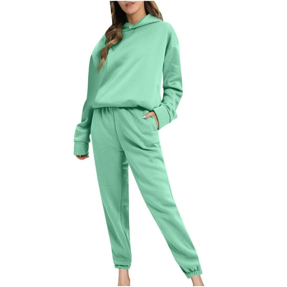 Scyoekwg Women 2 Piece Outfits Sweatsuit Long Sleeve Sweatshirt Jogger Sweatpant Casual Two Piece Set Matching Outfits Fashion Lounge Set (Mint Green,XXL)