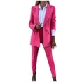 thumbnail image 1 of Scyoekwg Women Blazer Outfit Business Office Work 2 Piece Sets Long Sleeve Coat Suit Pants 2 Two Piece Set Fashion Matching Outfits Suit (Hot Pink,L), 1 of 7