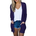 thumbnail image 1 of Scyoekwg Women Cardigans Lightweight Long Sleeve Coats Pockets 2025 Fall Solid Color Open Front Long Cardigans for Women Trendy Going Out Tops Jackets (Purple,L), 1 of 7