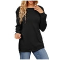 thumbnail image 1 of Scyoekwg Women Long Sleeve Tops Crewneck Pleated Tops Dressy Casual Blouses Solid Color Fall Clothes Fashion Vintage Loose Tops(Black,XXL), 1 of 4