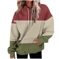 thumbnail image 1 of Scyoekwg Women'S Sweatshirts Fall Hoodies Loose Hooded Drawstring Sweatshirt Pocket Color Block Graphic Sweatshirt Long Sleeve Pullover Tops Trendy Dressy Casual Pullover(Wine,XXL), 1 of 5