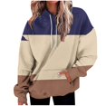 thumbnail image 1 of Scyoekwg Women'S Sweatshirts Fall Hoodies Loose Hooded Drawstring Sweatshirt Pocket Color Block Graphic Sweatshirt Long Sleeve Pullover Tops Trendy Dressy Casual Pullover(Navy,L), 1 of 5