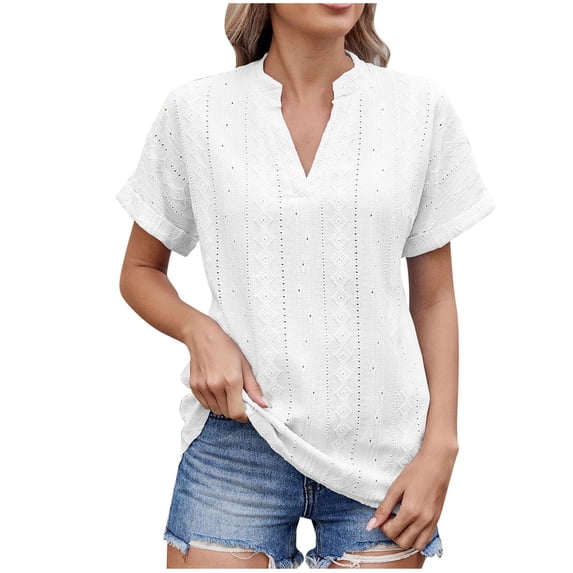 Scyoekwg Womens Summer Fashion Trendy Womens Going Out Outfits Womens Summer Fashion Short Sleeve Tops Loose Ladies Blouses Dressy Casual Comfy Clothes