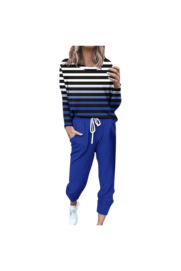 Women's 2 Piece Tracksuit Fall Outfits Gradient Color Tops And Sweatpants Jogger Sets Workout Athletic Tracksuits (Black,S)