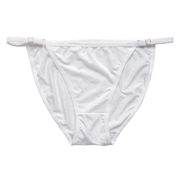 Scyoekwg Women's Adjustable Strap Hipster Panties Thin Waist Stretch Soft Briefs Lightweight Breathable Casual Everyday Underwear (White,S)
