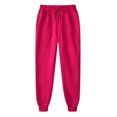thumbnail image 1 of Scyoekwg Women's Adjustable Tie Knot Sweatpants Casual Solid Color Waist Drawstring Plus Velvet Pants with Pockets Cozy Fall Winter Lounge Trousers Running Fitness Sports Pants Hot Pink XL, 1 of 3