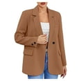 thumbnail image 1 of Scyoekwg Women's Blazers & Suit Jackets Button Lapel Blazer Business Casual Lightweight Solid Color Trendy Offices Work Suit Long Sleeve Fall Coats Coats(Brown,S), 1 of 5