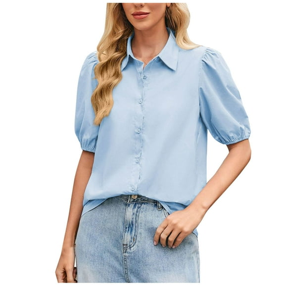 Scyoekwg Womens Dressy Blouses Short Sleeve Tops Comfy Clothes Womens Summer Fashion Loose Shirt Women's Shirts Casual Ladies Blouses Dressy Casual