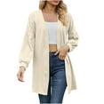 thumbnail image 1 of Scyoekwg Women's Cardigans Fall Coats Solid Color Open Front Cardigan Coat Loose Long Sleeve Casual Lightweight Trendy Cardigan(Beige,S), 1 of 6